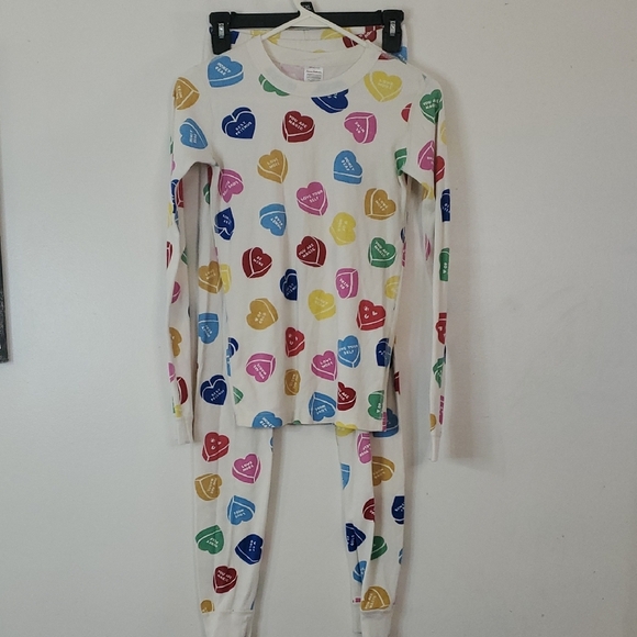 Hanna Andersson Other - Hanna Andersson Organic Cotton Long John Heart Pajamas Size 14 Top & Bottom